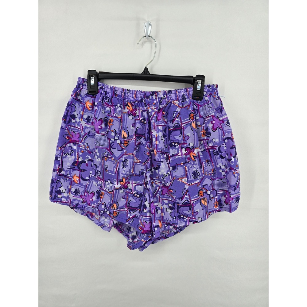 Vintage Pro Spirit Purple Abstract Floral Athletic Shorts Womens Large Retro 90s